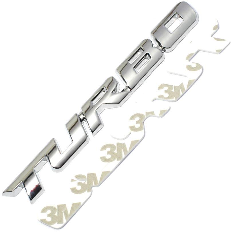 Tấm bảng logo Sticker nhôm dán cho Ô TÔ XE HƠI chữ 3D TURBO- Màu bạc