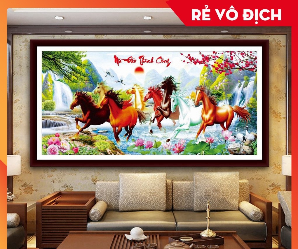 Tranh đính đá mã đáo thành công vs020 - tự đính - vs020 tranh đính đá mã đáo thành công 120x58