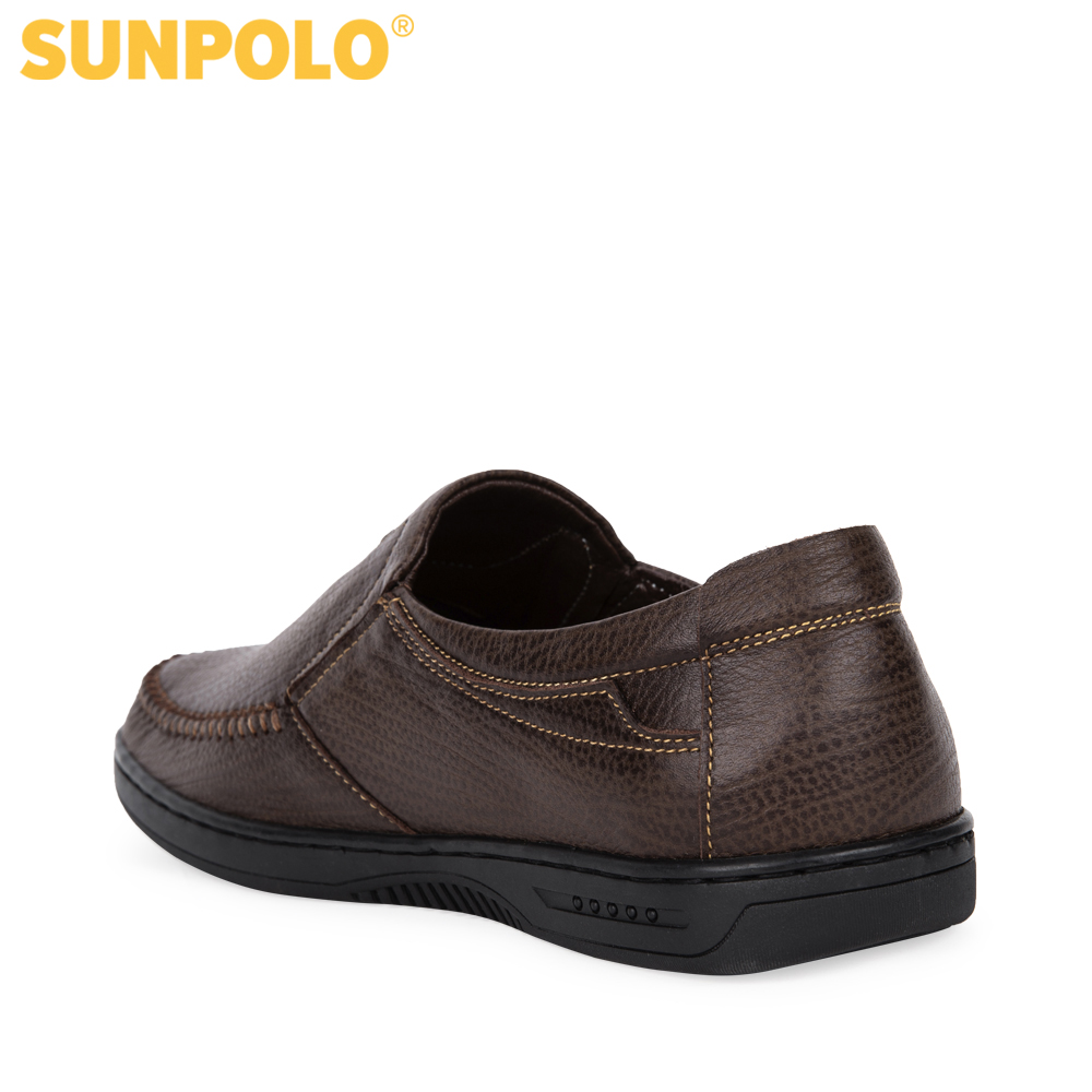 Giày mọi nam da bò SUNPOLO LS2098 (Nâu) Phiên bản mới cải tiến đế giày