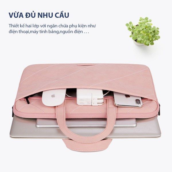 Túi chống sốc Laptop Macbook da PU cao cấp (tặng kèm con gấu)