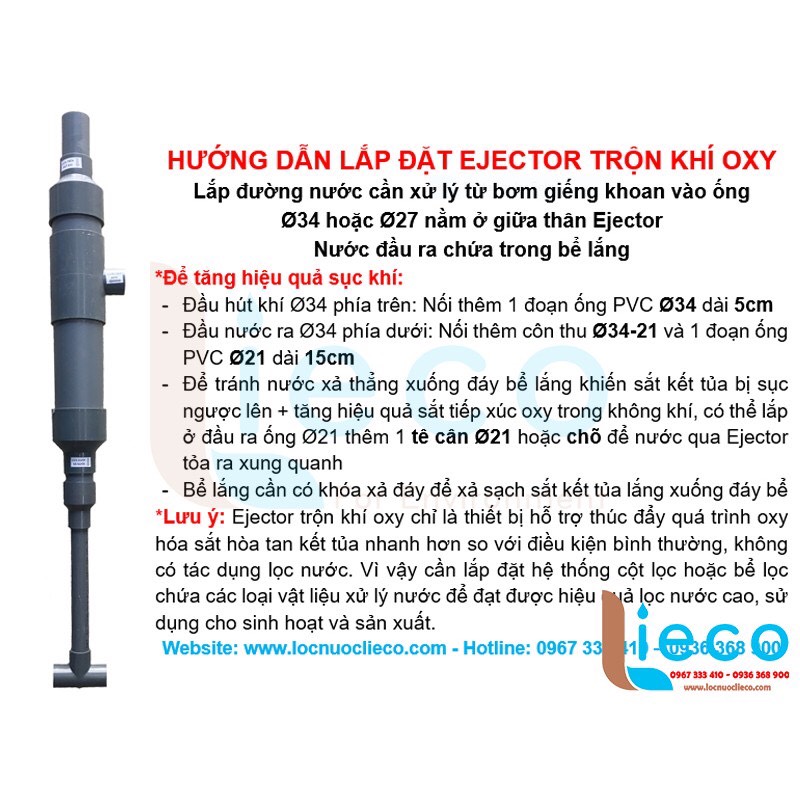 Bộ trộn khí Oxy xử lý nước nhiễm sắt