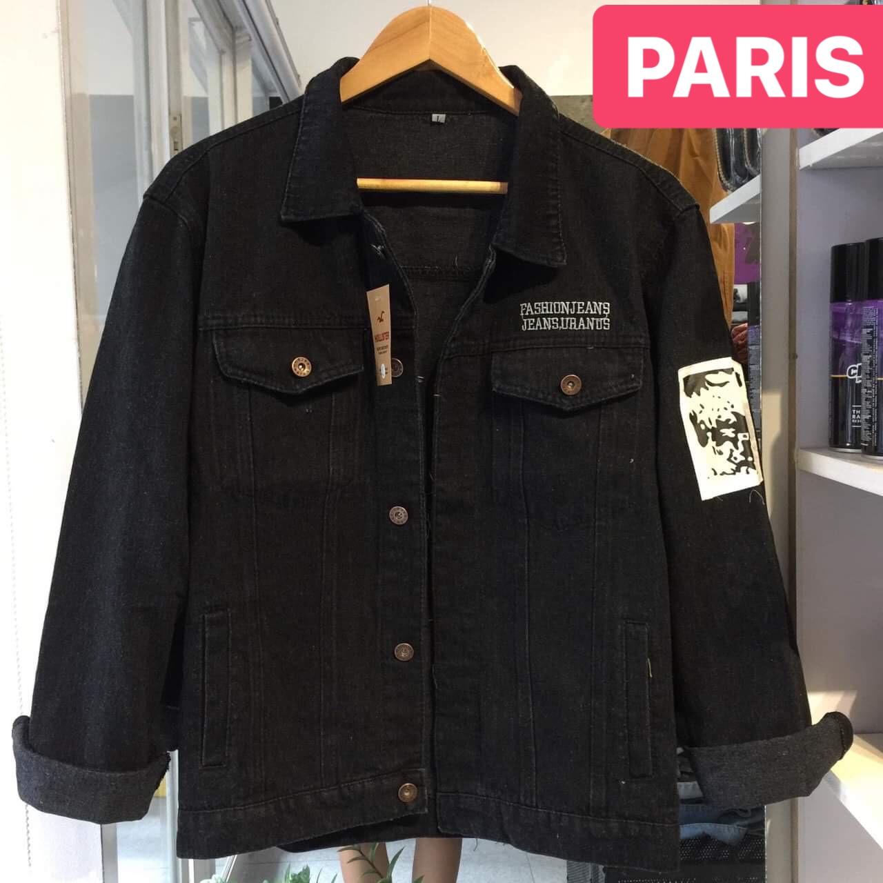 ÁO KHOÁC JEAN NAM CHẤT BÒ ĐEN THÊU TAY MẶT MA KIỂU MỚI CAO CẤP 2023 - PARIS FASHION