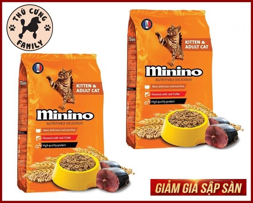 Combo 2 túi thức ăn hạt Minino cho Mèo mọi lứa tuổi của Pháp. Vị Cá Ngừ- 1.3kg/túi