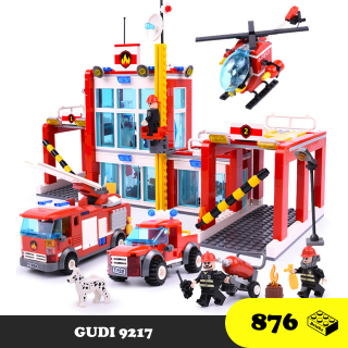Đồ chơi Lego Trạm Lính cứu hỏa, Lego Gudi 9217 Fire Station, Xếp hình thông minh thành phố, Đồ chơi xây dựng thành phố [876 Mảnh ghép] thumbnail
