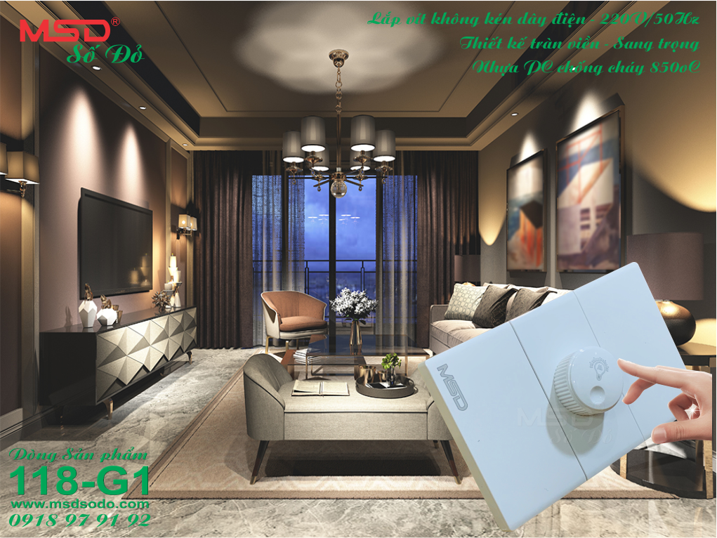 DIMMER - CHIẾT ÁP ĐÈN ÂM TƯỜNG - 300W/250V