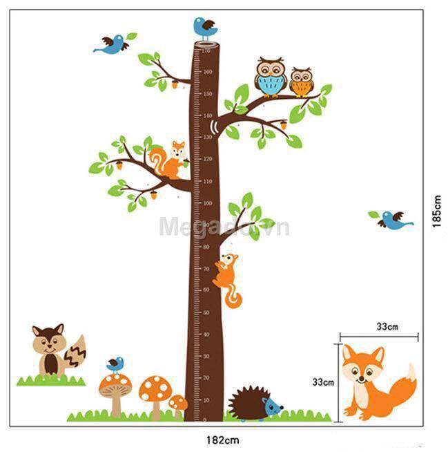 decal dán tường mẫu thước đo sóc cỡ lớn