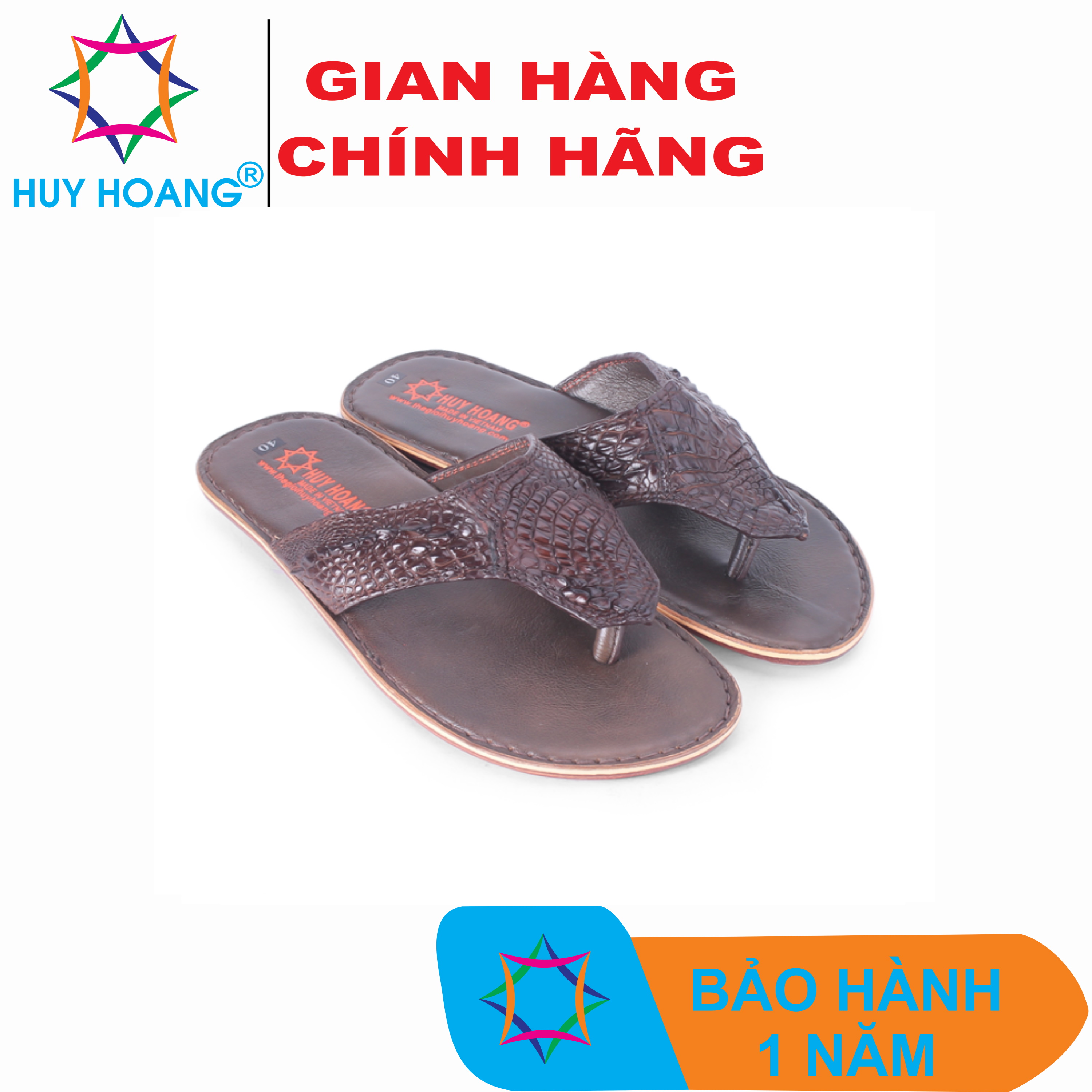 Dép nam da cá sấu màu nâu đất TH7220