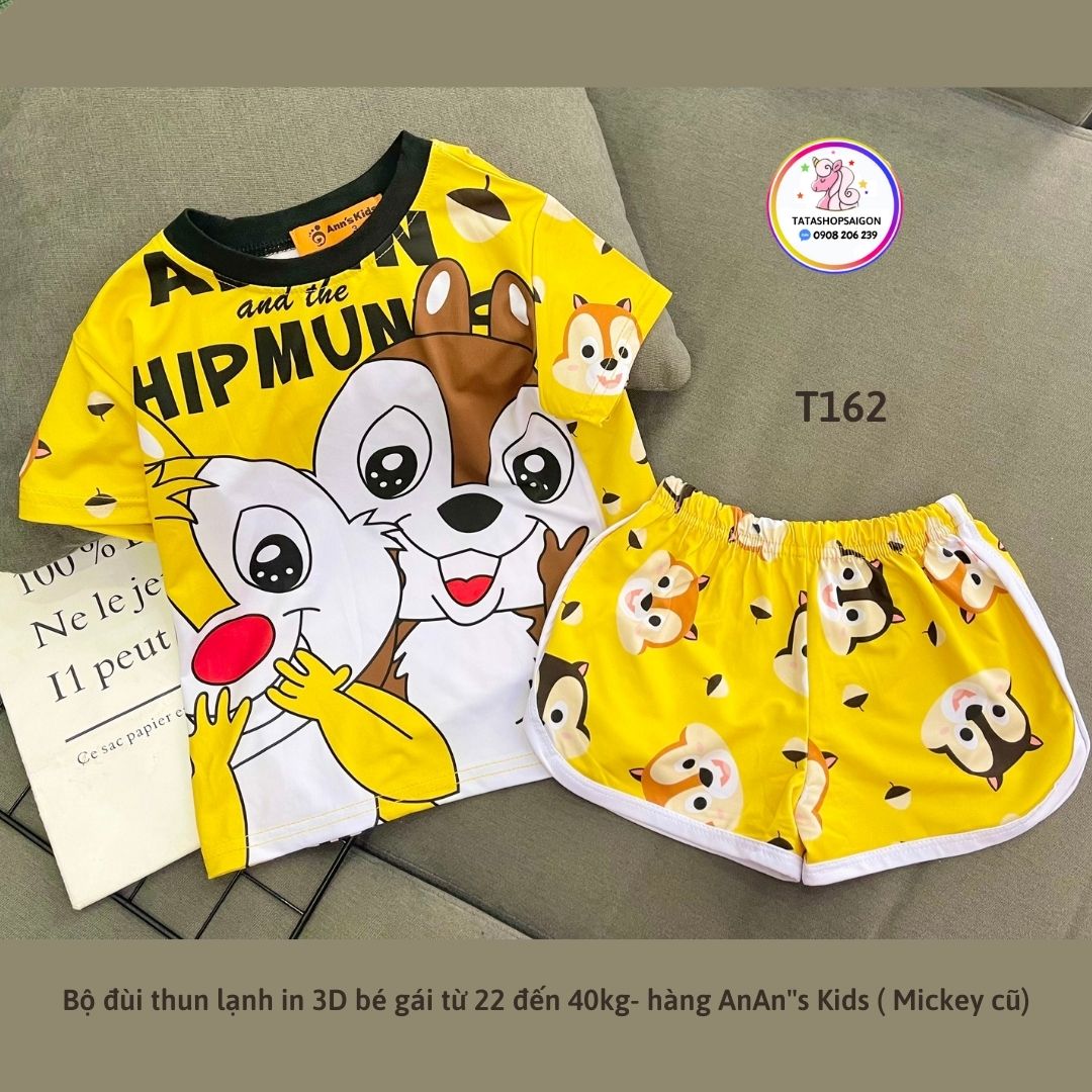 Xả size 27-30kg bộ đùi bé gái thun lạnh in 3d loại 1 size đại t162