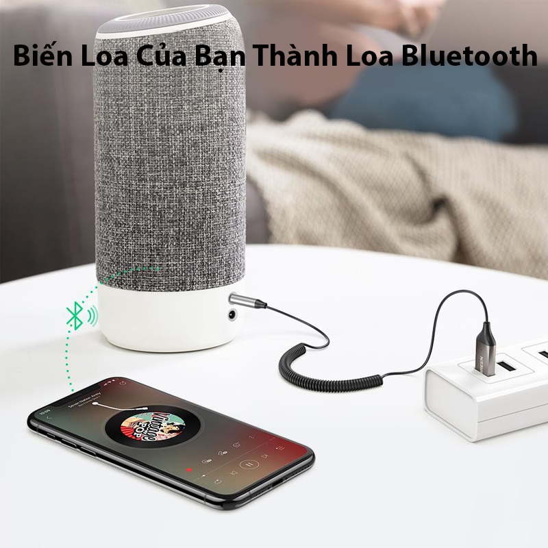 Thiết bị nhận Bluetooth 5.0 Music Receiver Ugreen 70601 (Hỗ trợ Mic dùng trên Ôtô) Chính Hãng