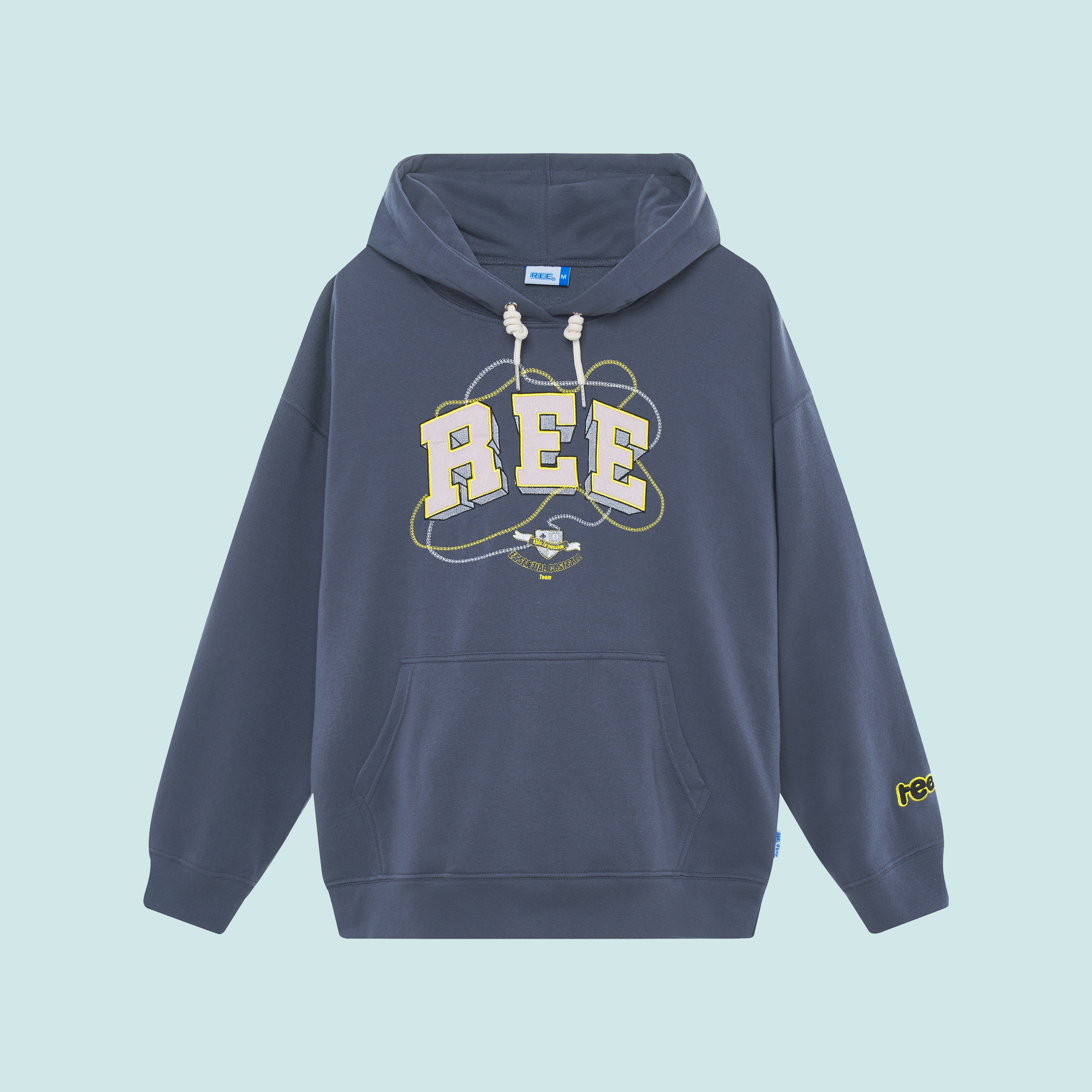 LOCAL BRAND REE - ÁO HOODIE BASIC THÊU DA MÀU XÁM
