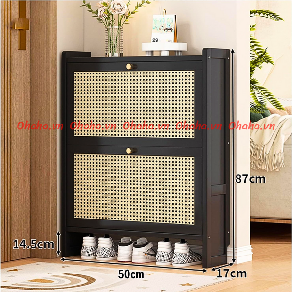 Tủ giày siêu mỏng cánh mây đan cao cấp Ohaha - TGCC019