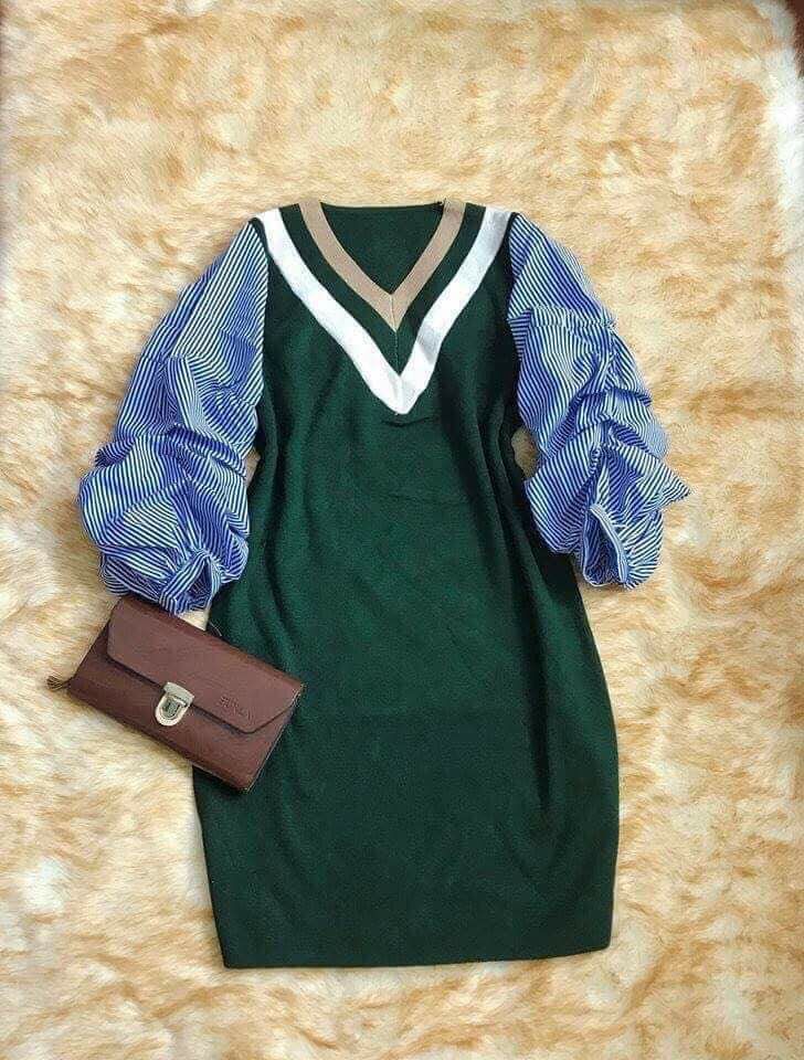 Váy len phối tay