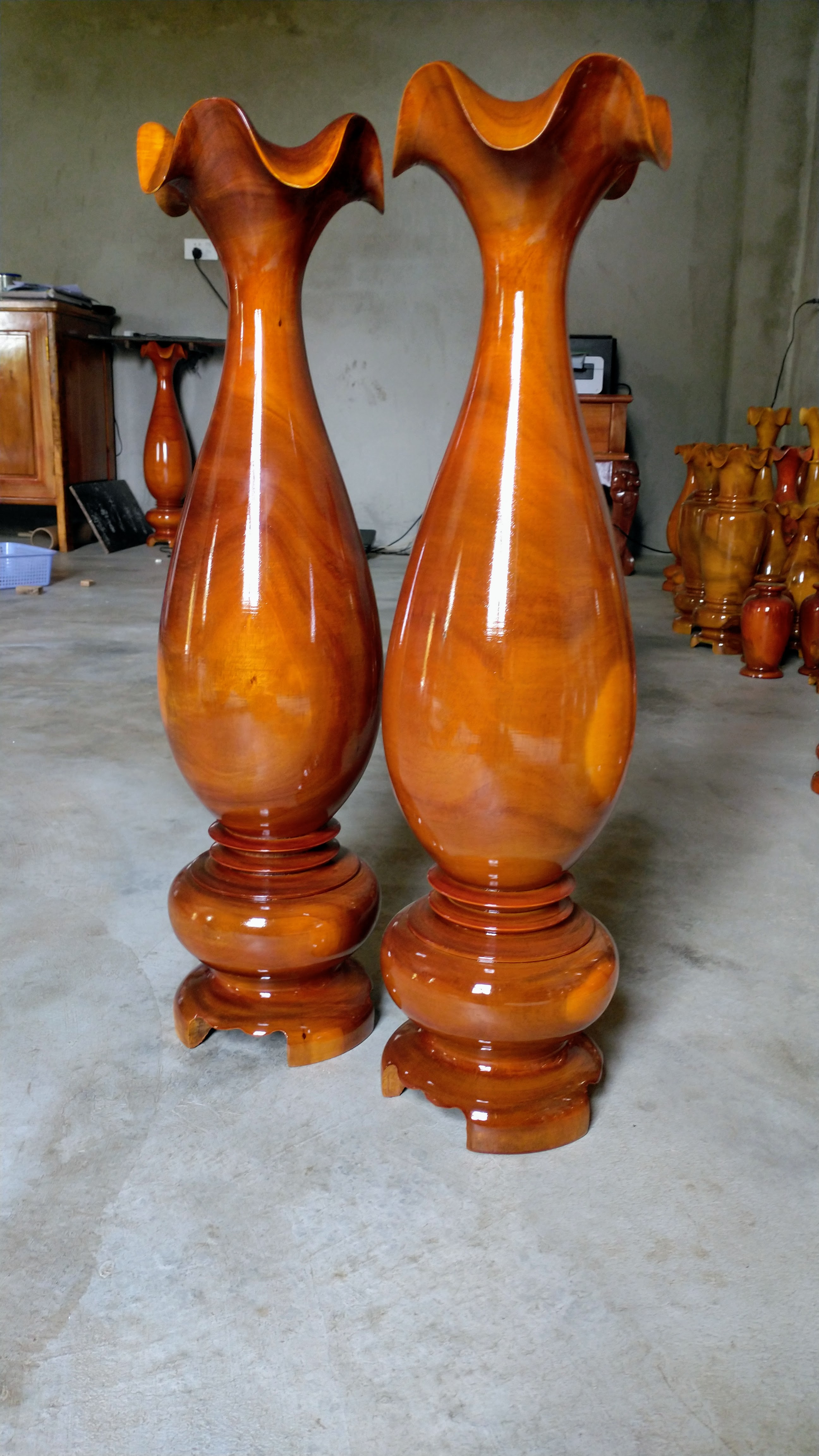 cặp lục bình gỗ cao 61cm bình gỗ trang trí bình gỗ deco bình bông