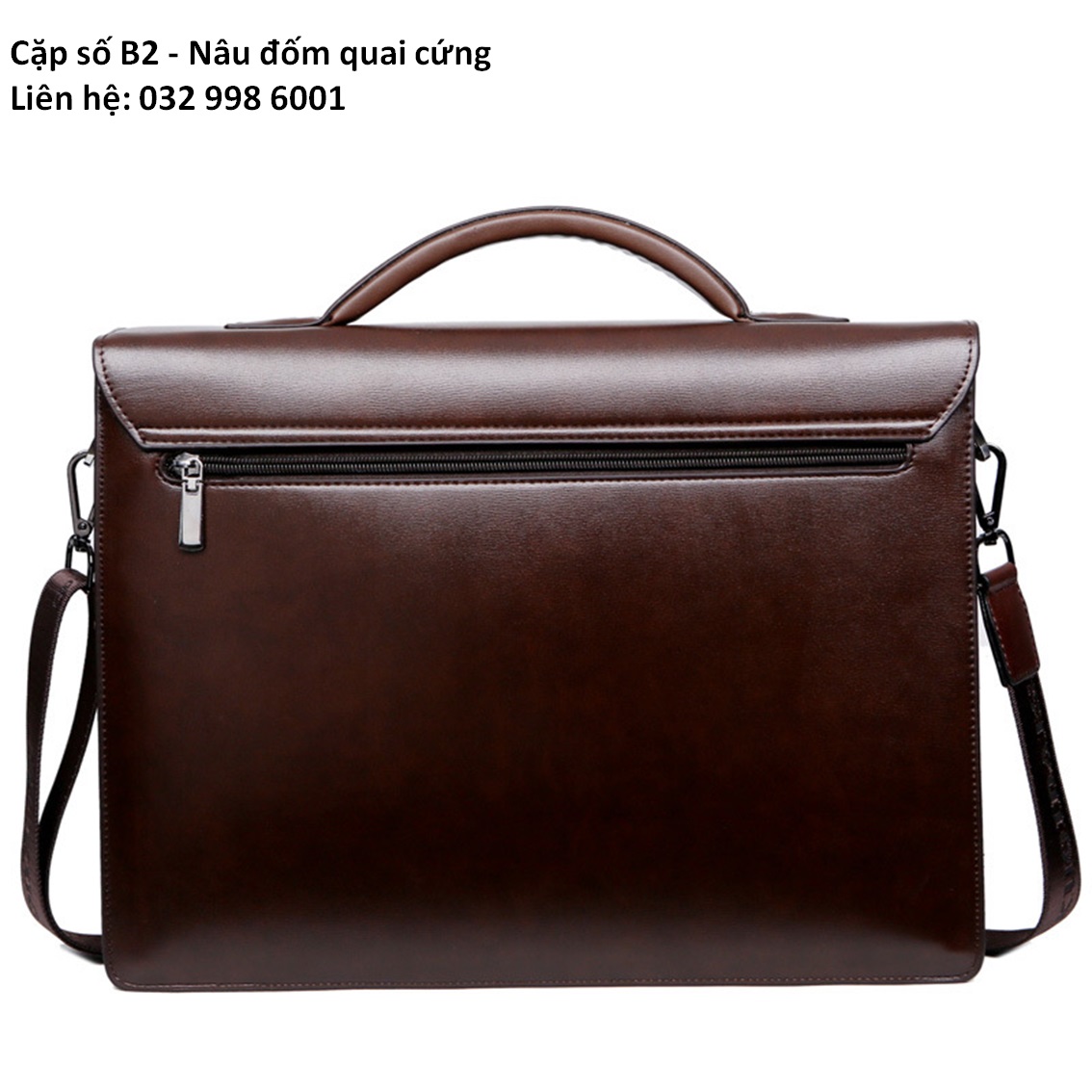 cặp xách da công sở đựng laptop 38x29x8Cm (Màu đen - Màu nâu)