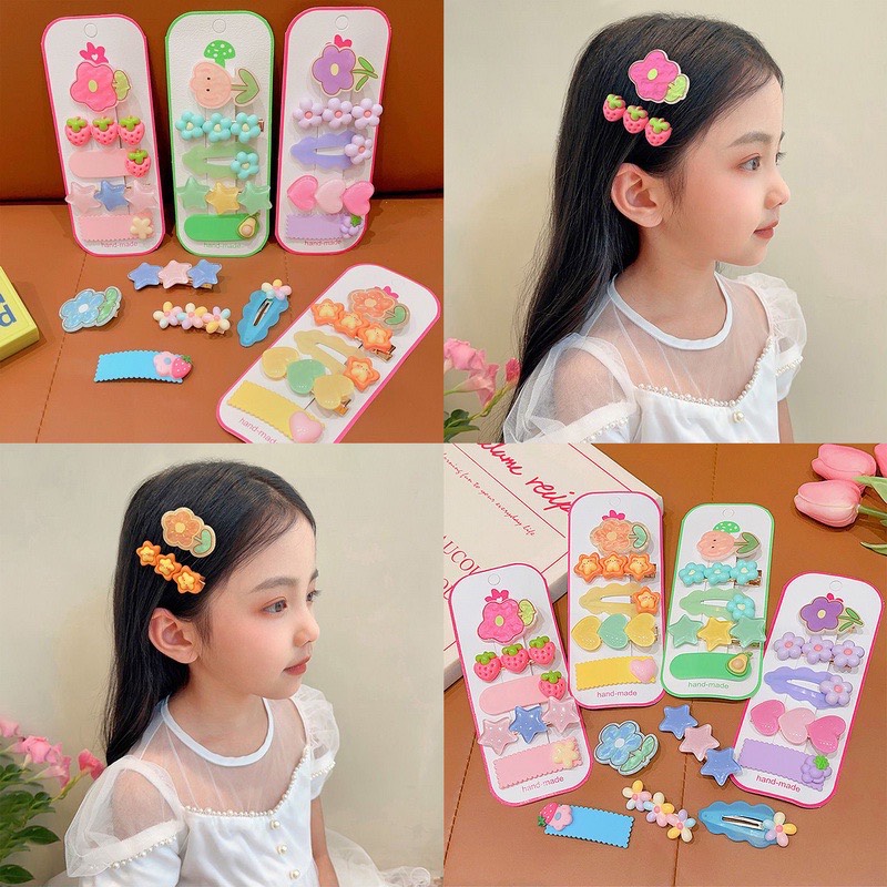Set 5 kẹp nơ hoa xinh xắn đáng yêu cho bé
