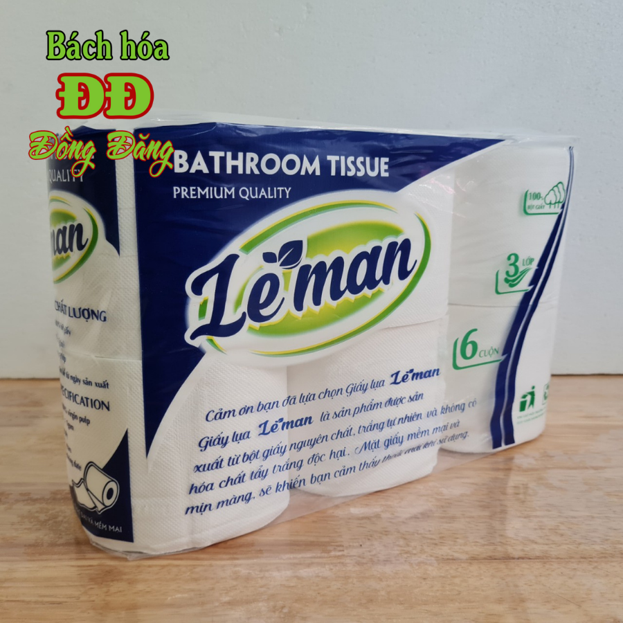Combo (3 lốc) giấy vệ sinh cao cấp Leman Xanh - lốc 6 cuộn