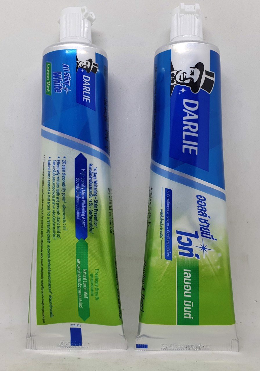 2 tuýp kem đánh răng darlie all shiny white lemon mint hàng nội địa chính hãng thái lan 140g