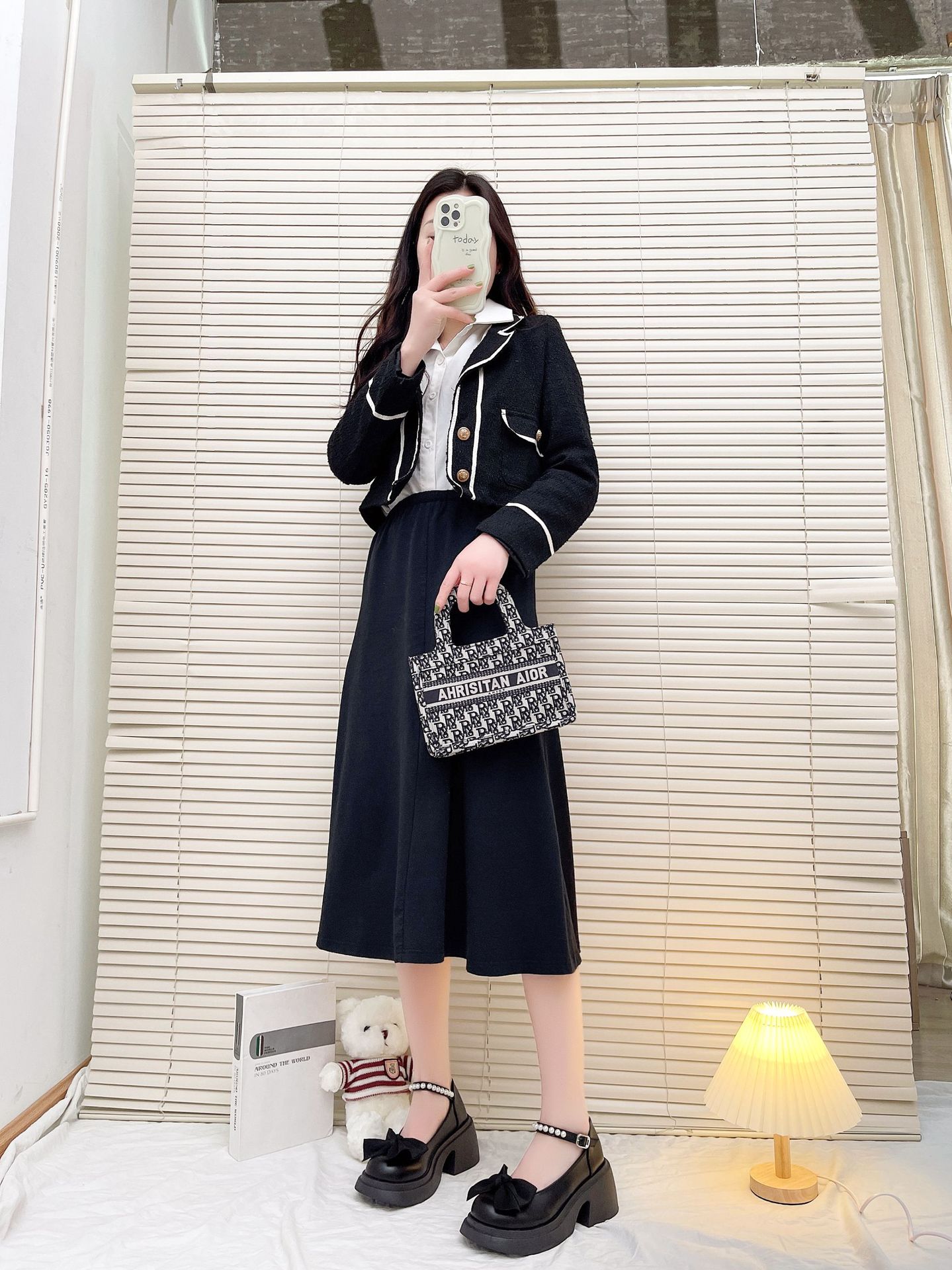 Giày lolita nơ quai ngọc đế cao