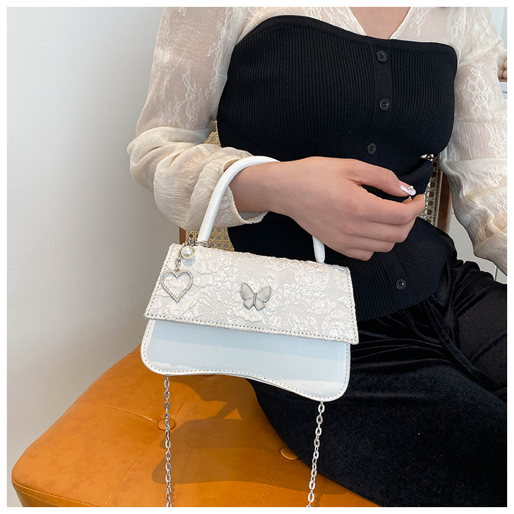 Túi Xách dây xích nữ mini mới túi da đeo chéo đen cổ điển Thời trang hàn quốc bag