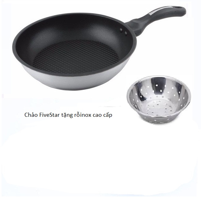 CHẢO CHỐNG DÍNH FIVESTAR INOX CAO CẤP 20/22/24CM KHÔNG GỈ TẶNG RỖ 20CM INOX CAO CẤP (SỬ DỤNG ĐƯỢC TRÊN BẾP TỪ)