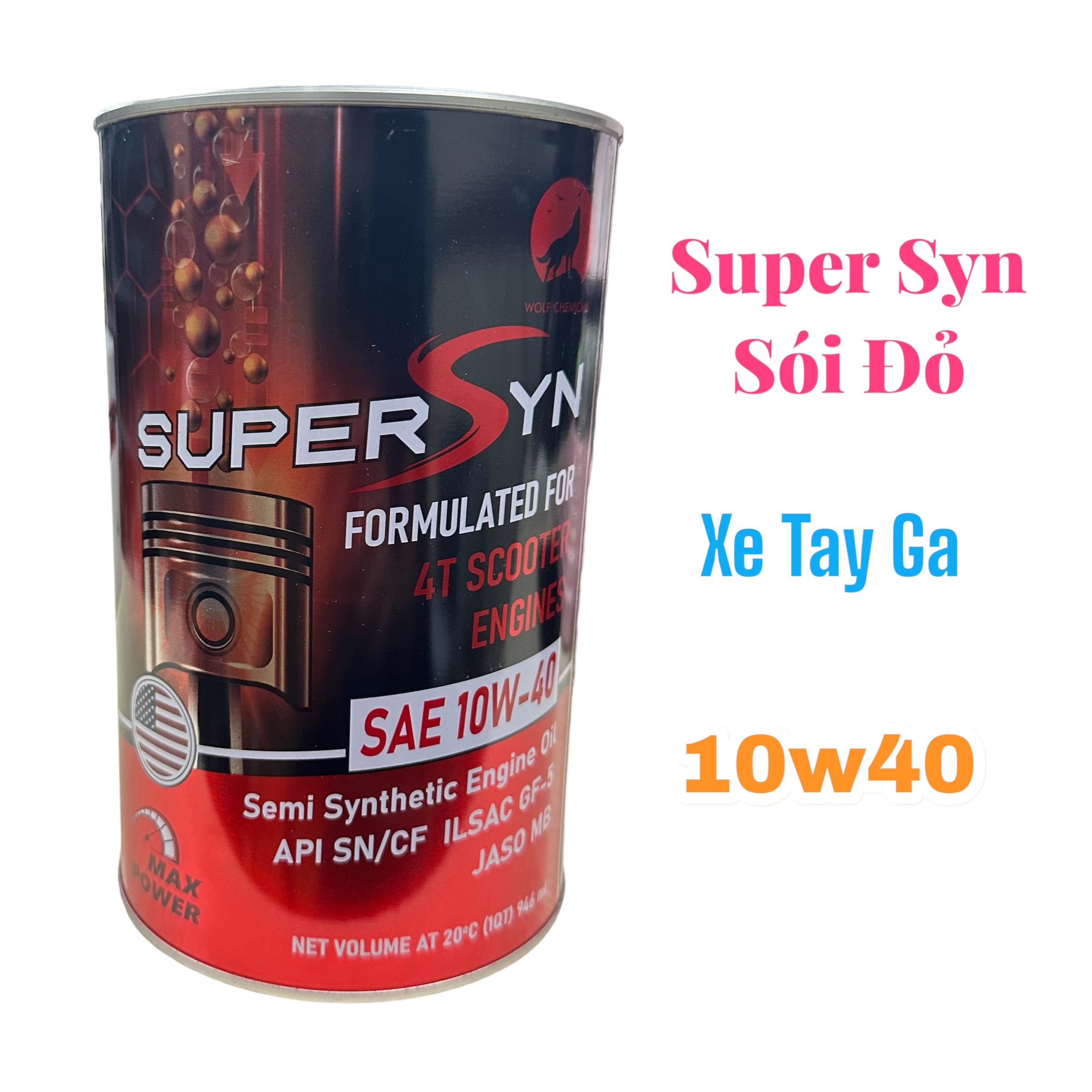 Nhớt super syn sói đỏ cho xe tay ga sn mb 10w40 nhập khẩu từ mỹ wolf chemical usa
