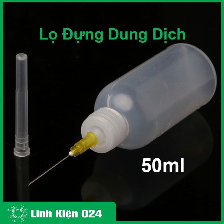 Lọ đựng dung dịch đầu kim 50ml , chất liệu nhựa đựng cồn, nhựa thông hàn, chất trợ dung tiện lợi