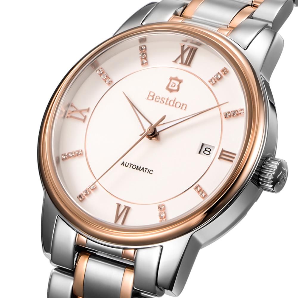 Đồng hồ cơ Automatic nam dây thép không gỉ Bestdon BD7106G (Bạc mặt trắng)