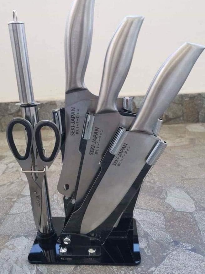 Bộ Dao Cán Đúc Nhật inox 6 Món Có Khay Đựng Dao - ( HÀNG CÓ HỘP )