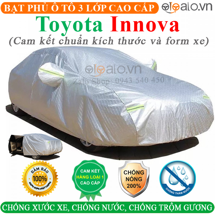 Bạt phủ ô tô Toyota Innova CAO CẤP Cách Nhiệt Bạt phủ xe ô tô Toyota Innova Bạt che ô tô Toyota Innova Bạt trùm xe ô tô Toyota Innova