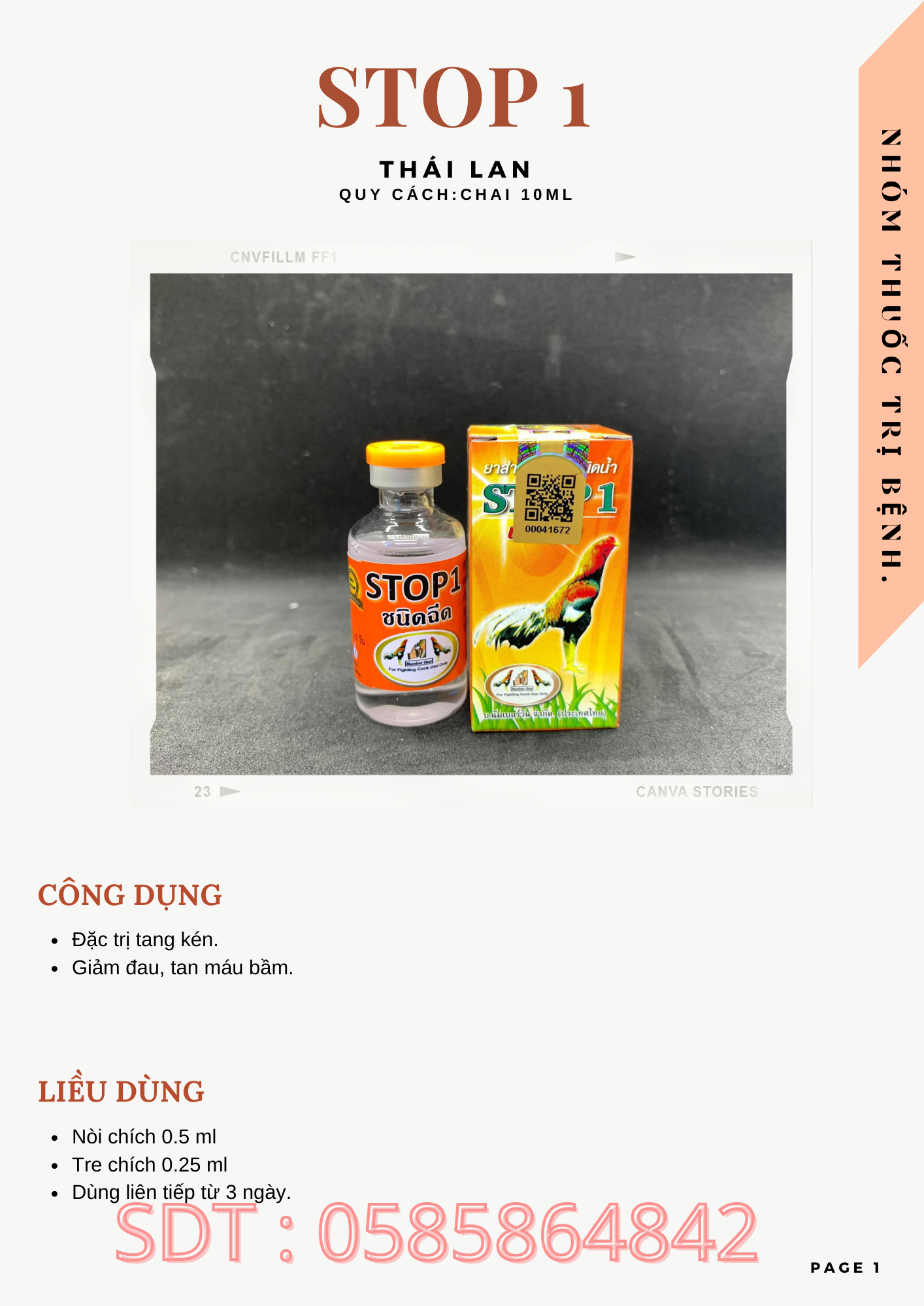 STOP1 - CHÍCH TANG KÉN HIỆU QUẢ THÁI CHAI 10ML