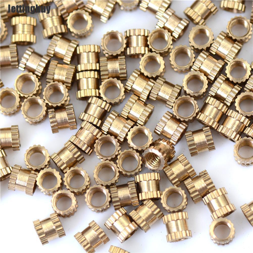Jettingbuy 200 Chiếc Đai Ốc Đồng M3 * 4 Phụ Tùng Nhúng Đai Ốc Có Khía Bằng Đồng