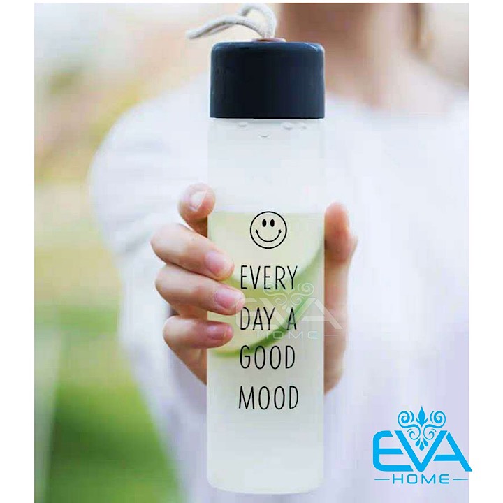 [HCM]Bình Nước Thuỷ Tinh Mờ Happy Day 400 Ml