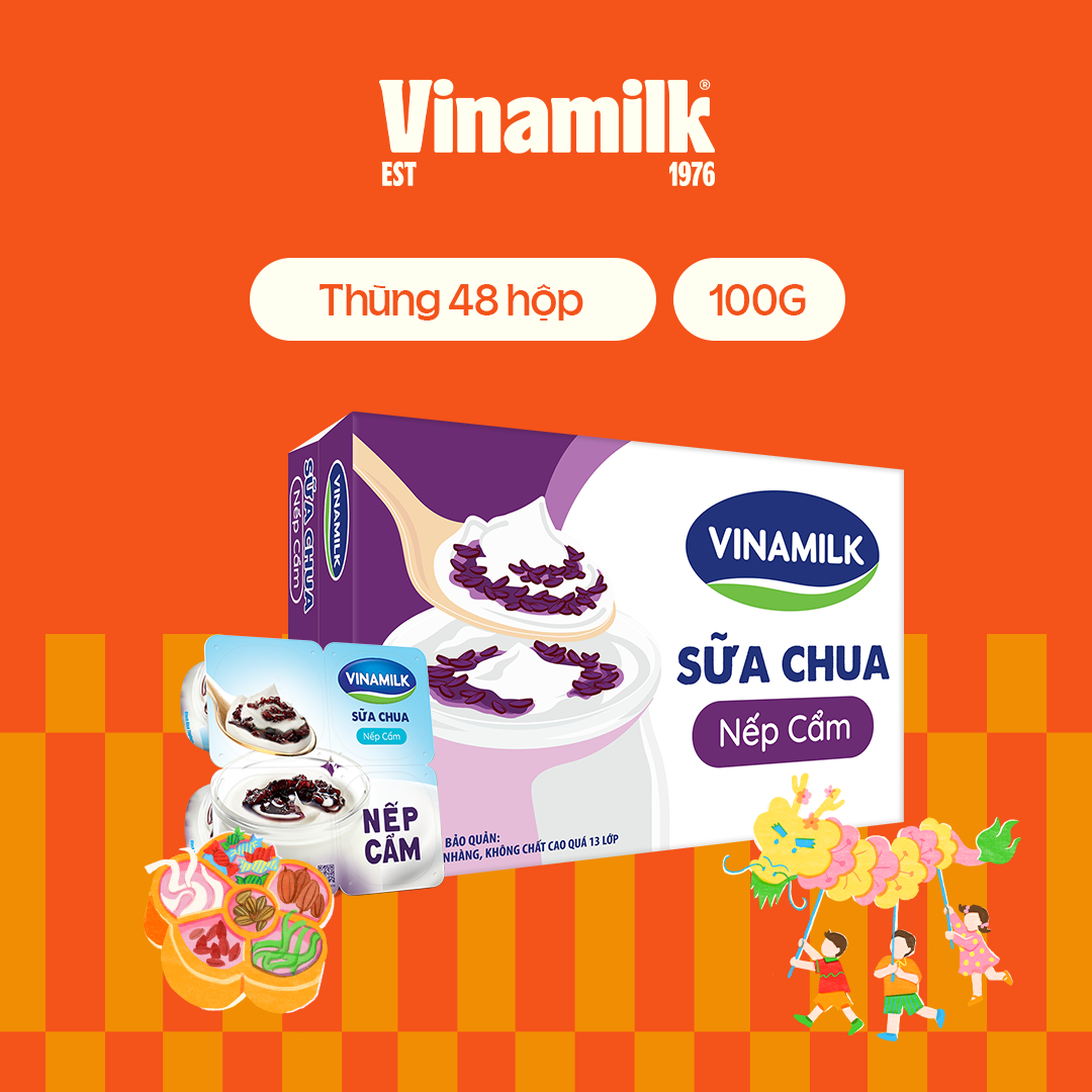 Thùng 24 hộp Sữa chua ăn Vinamilk Nếp cẩm Hộp 100g