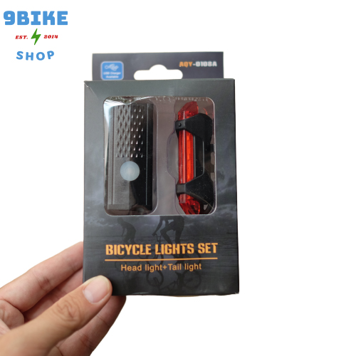 Đèn led xe đạp combo trước sau sạc usb dc- 2218