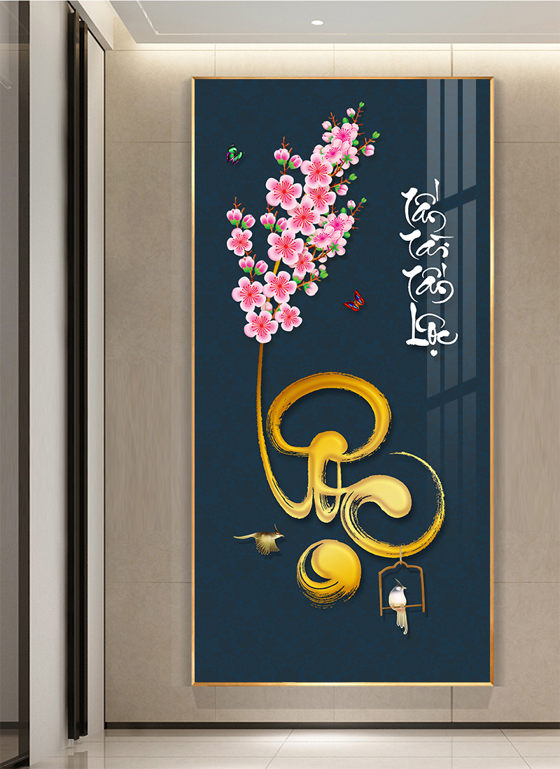 Tranh Tết treo tường phủ bóng laminate cao cấp VTC thư pháp chữ Lộc loc120x240cm17112020TG-tc2 sang trọng