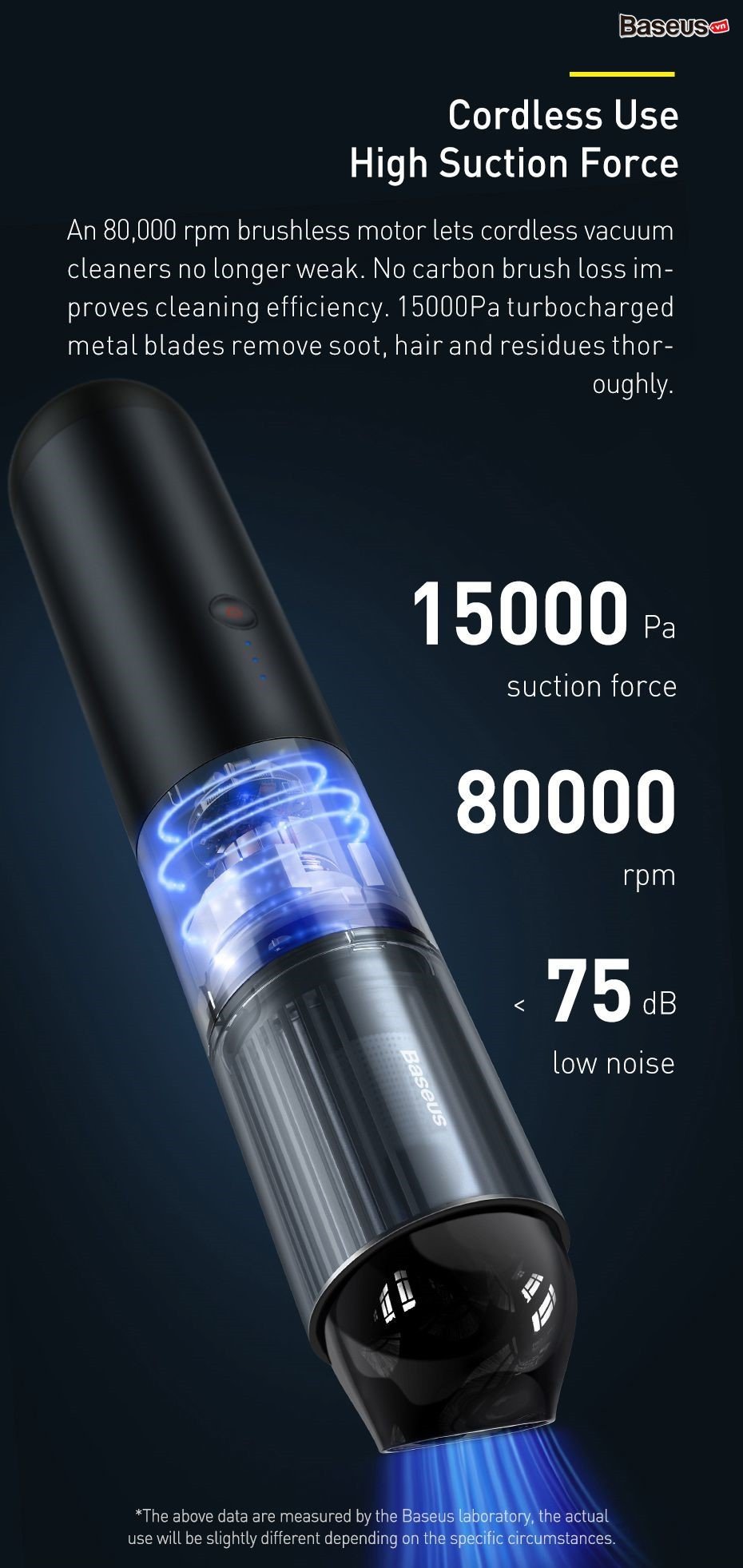 Máy hút bụi Baseus cầm tay A3 Car Vacuum Cleaner (15000pa, 135W, Vacuum Portable Cleaner)