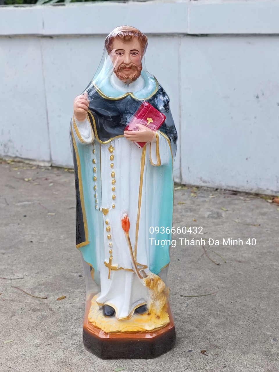 Tượng Công giáo Thánh Đa Minh 40cm poly composite