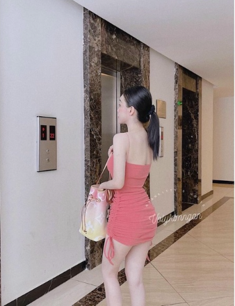 Đầm body 2 dây sợi bún rút day 2 bên