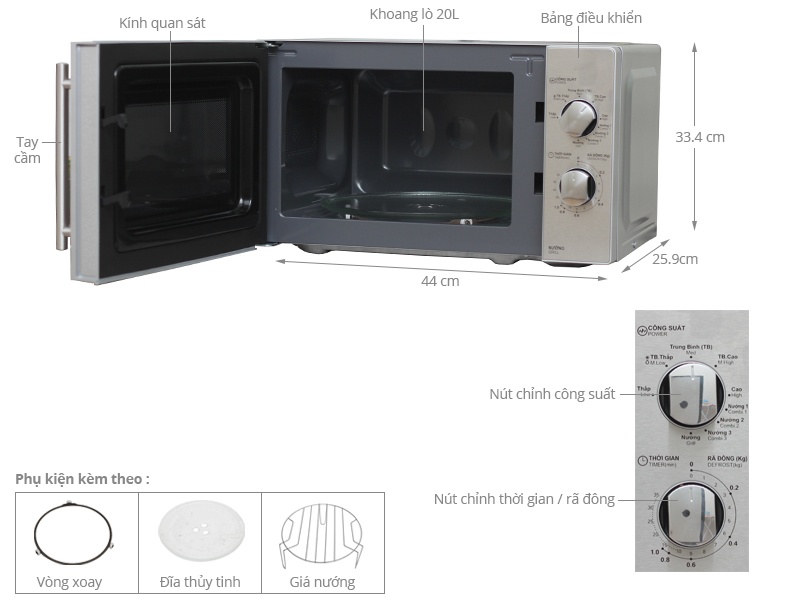 Lò vi sóng Sharp R-G227VN-M 20 lít