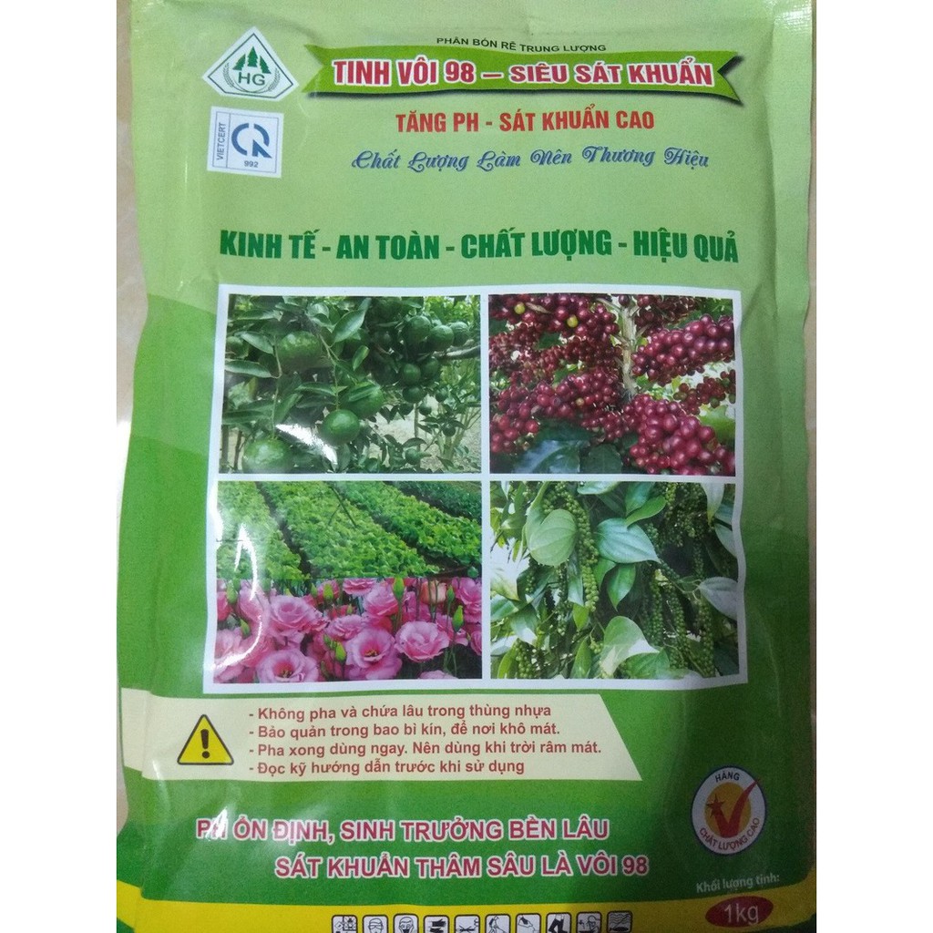 Phân bón Tinh vôi 98- tinh vôi sát khuẩn- gói 1kg