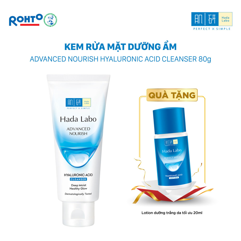 Kem rửa mặt dưỡng ẩm tối ưu Hada Labo Advanced Nourish Hyaluronic Acid Cleanser 80g