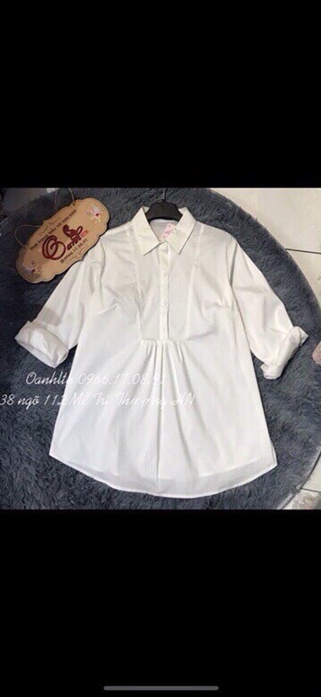 Áo bầu sơ mi trắng dài tay xinh mới