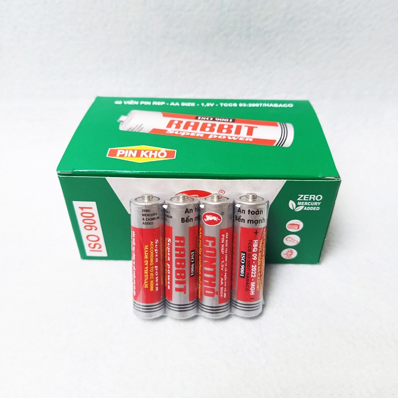 Pin Con Thỏ Cỡ AA Combo 1 Hộp 40 viên