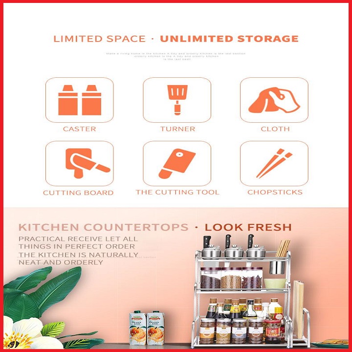 Kệ gia vị inox 2 tầng 30x22x45