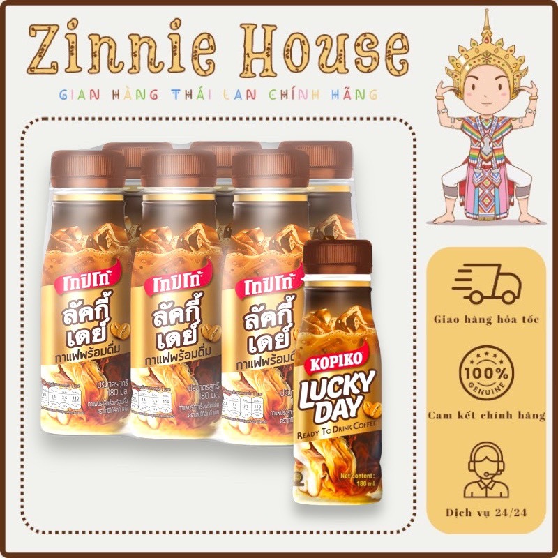 Nước cà phê sữa Kopiko Lucky Day chai 180ml