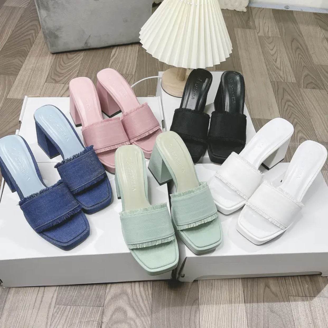Dép nữ quai ngang cao gót 10 phân sang xịn