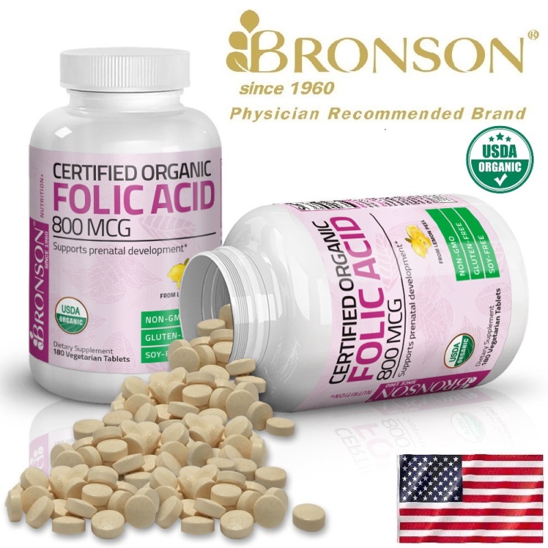 Organic Vitamins Folic Acid 800mcg - 180 viên Mỹ - Ngừa thiếu máu, bổ sung acid folic cho phụ nữ mang thai nhập khẩu