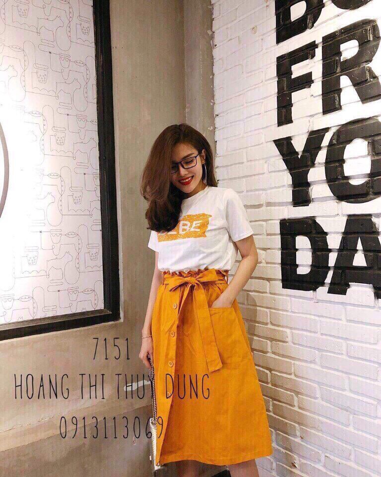 Set áo chân váy dày thắt nơ eo