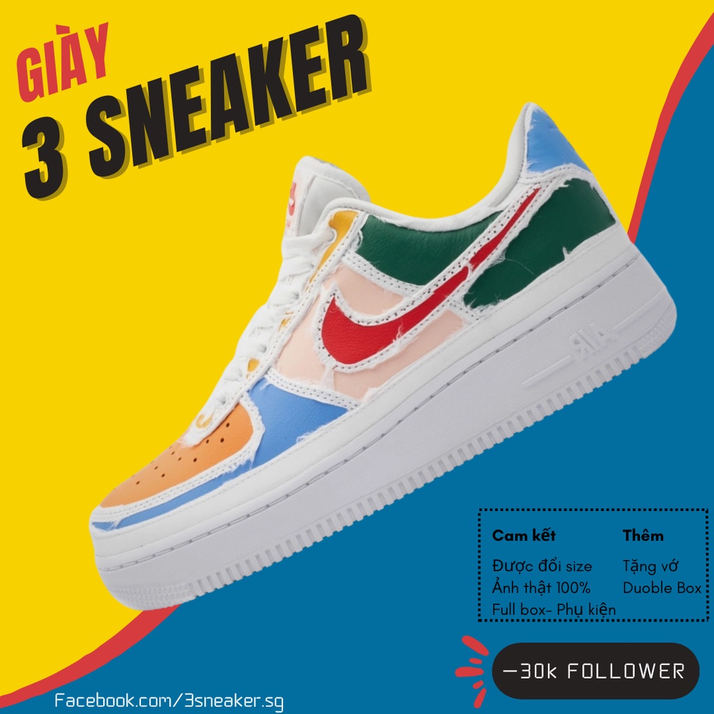 Giày Nike Air Force Low LX Tear Away Red Swoosh AF Xé Nhiều MàuChuẩn SC Fullbox Full Phụ