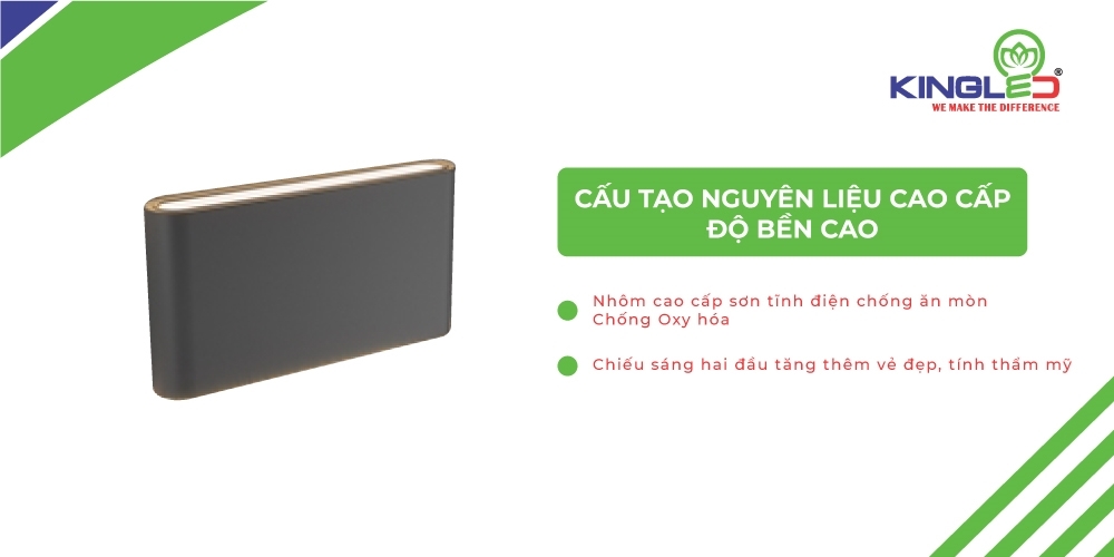 Đèn Led Gắn Tường (IP65) LWA8011-M-BK/WH Kingled